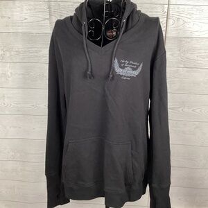 Harley-Davidson Charcoal Hoodie with Winged Logo